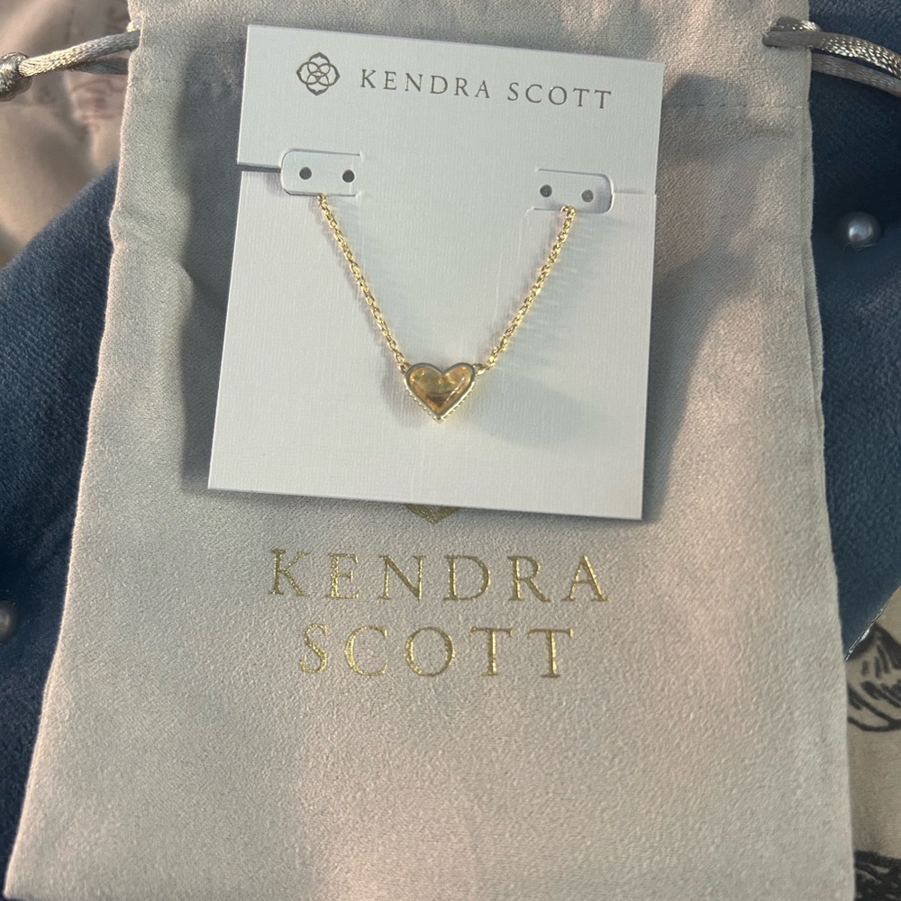 Kendra Scott Gold Citrine Ari Heart Necklace